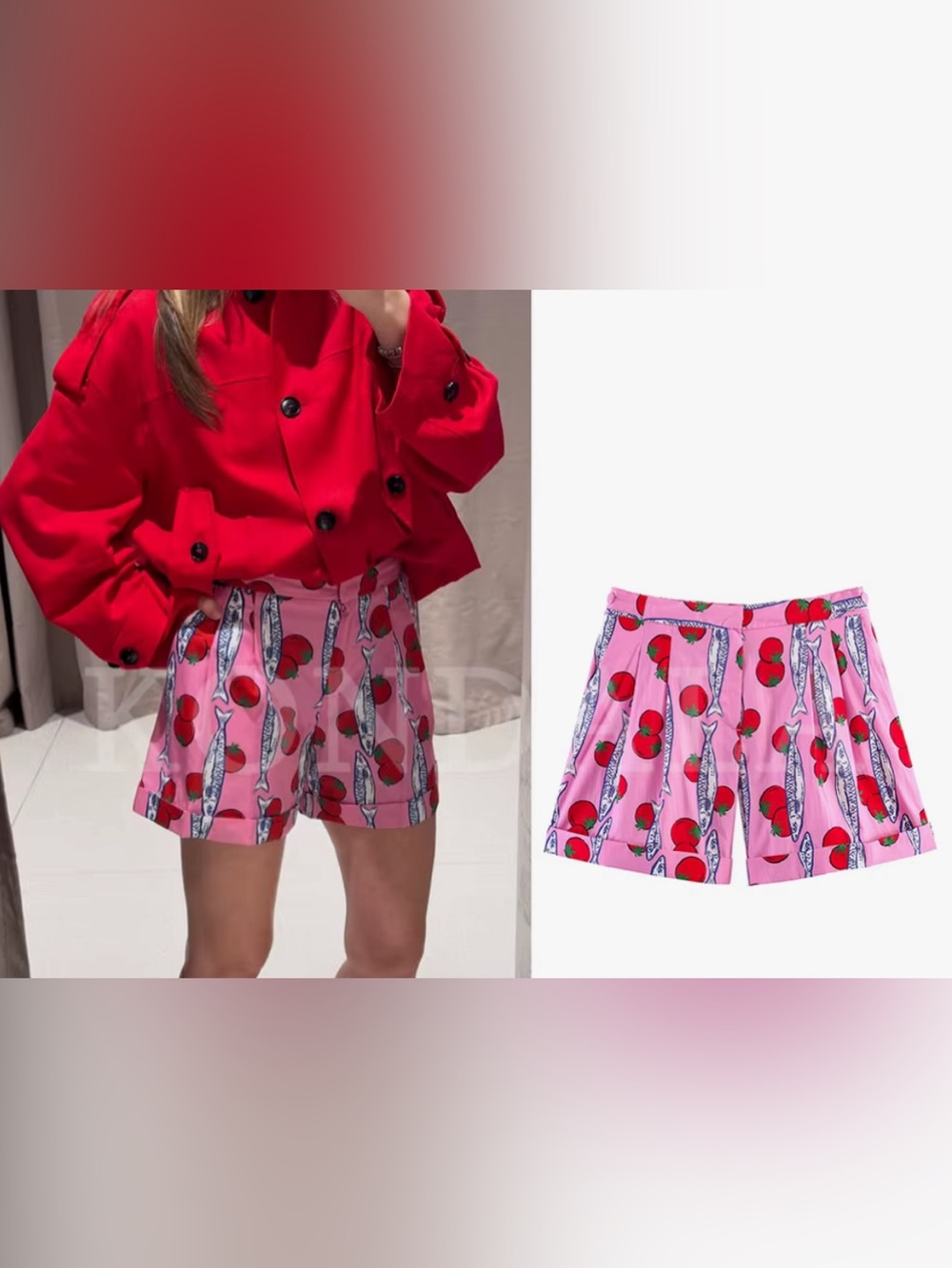 Zara Fish 🐟 and Tomato 🍅  shorts